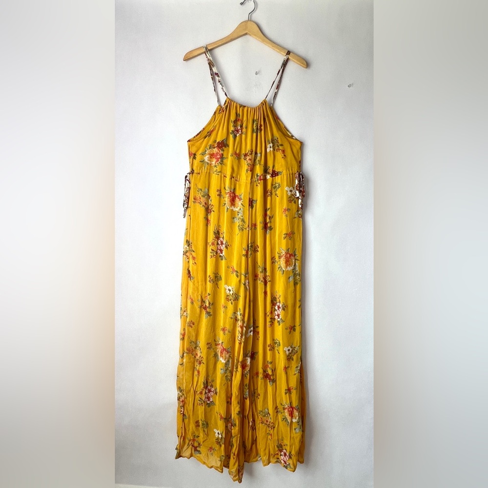 Free people - Georgia Yellow floral jumpsuit size XS( flaw) - Picture 2 of 16